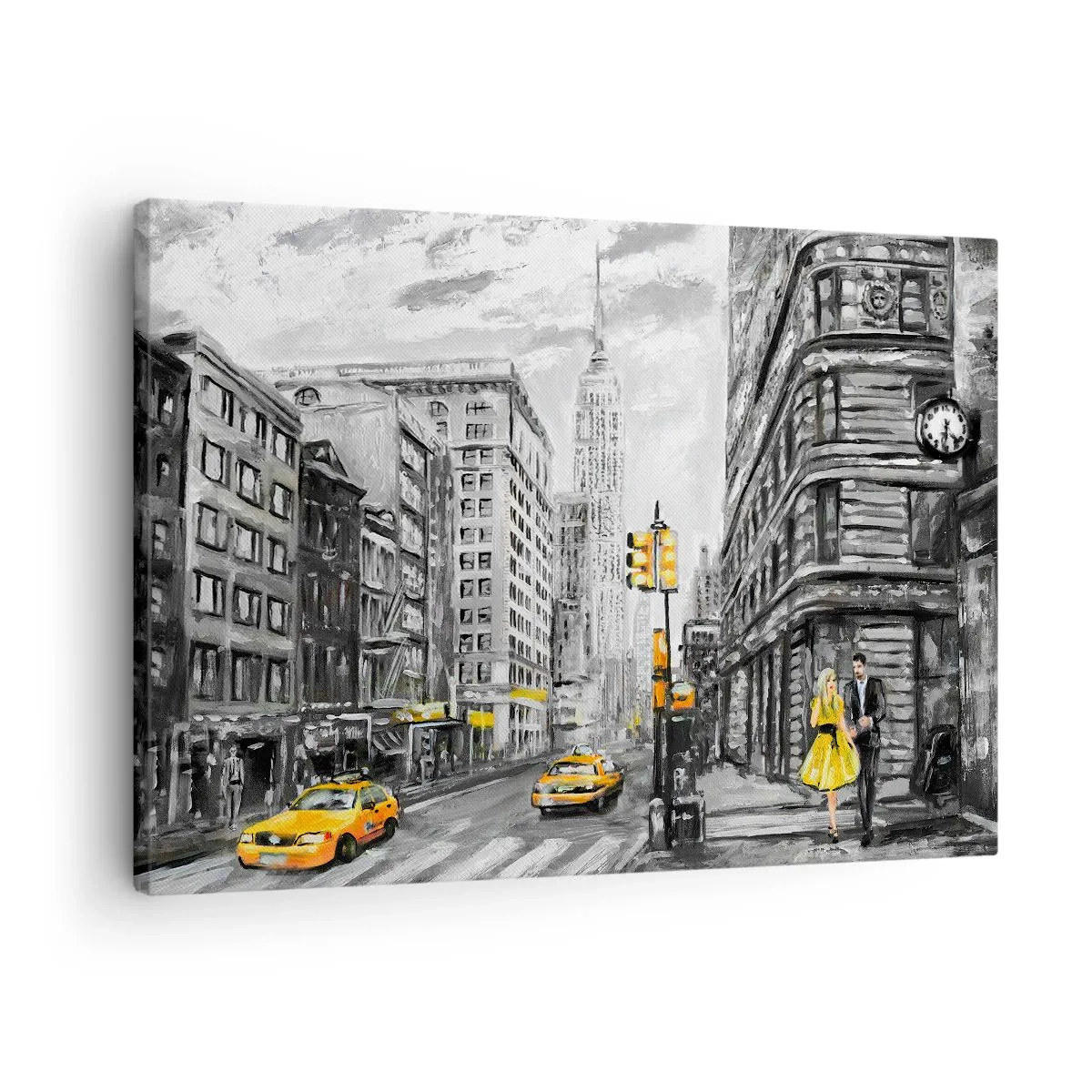 Canvastavla - Bild på duk - New York-gata med gula accenter - 70x50cm - New York berättelse - Modern väggdekoration för vardagsrum och sovrum ARTTOR