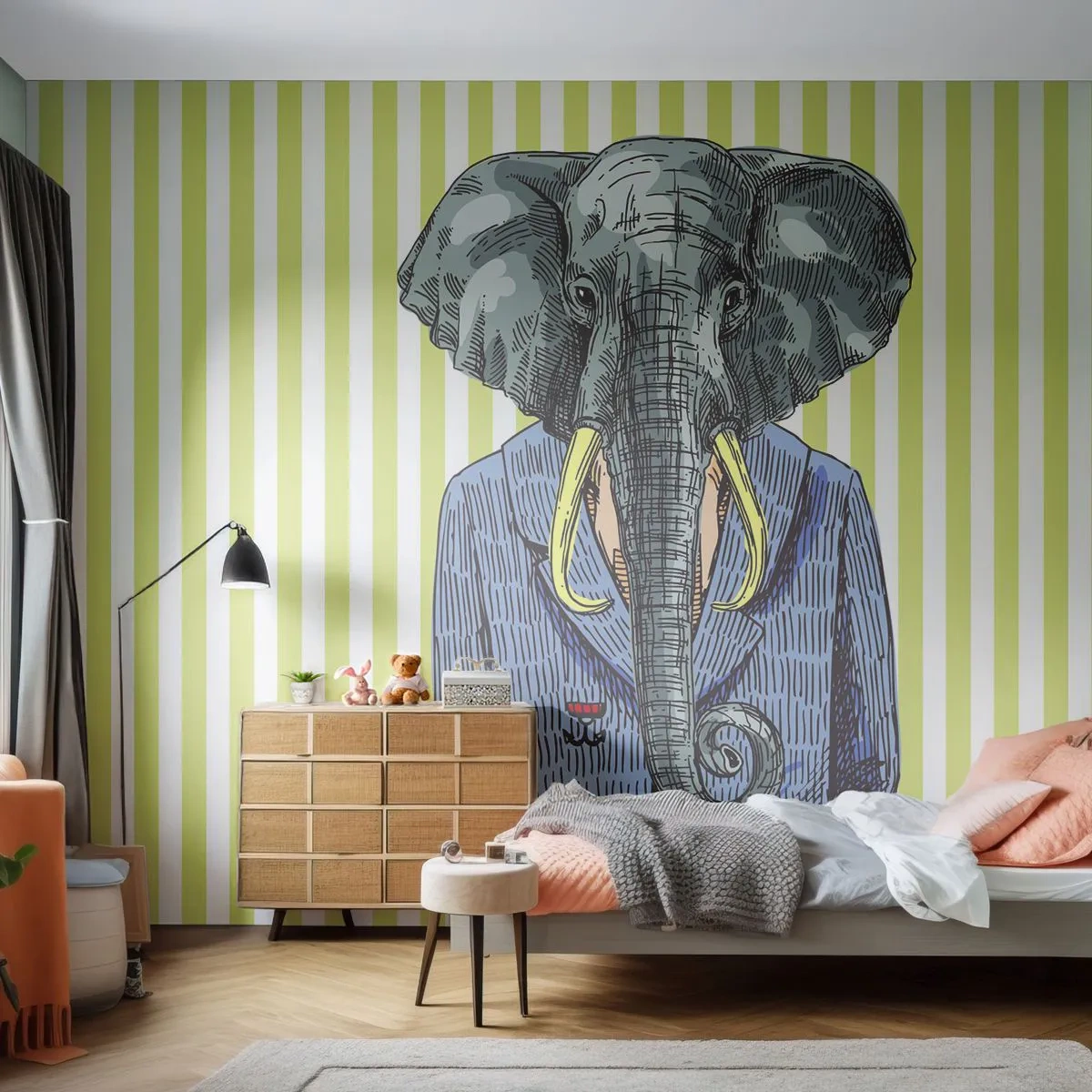 Självhäftande Fototapet Deluxe Sticker - Elegant ur naturen - Abstraktion, Elefant, Porträtt - 250x175 cm
