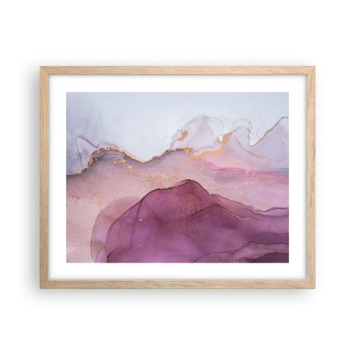 Affisch i ram av ljusek - Lila och violett vågor - 50x40 cm