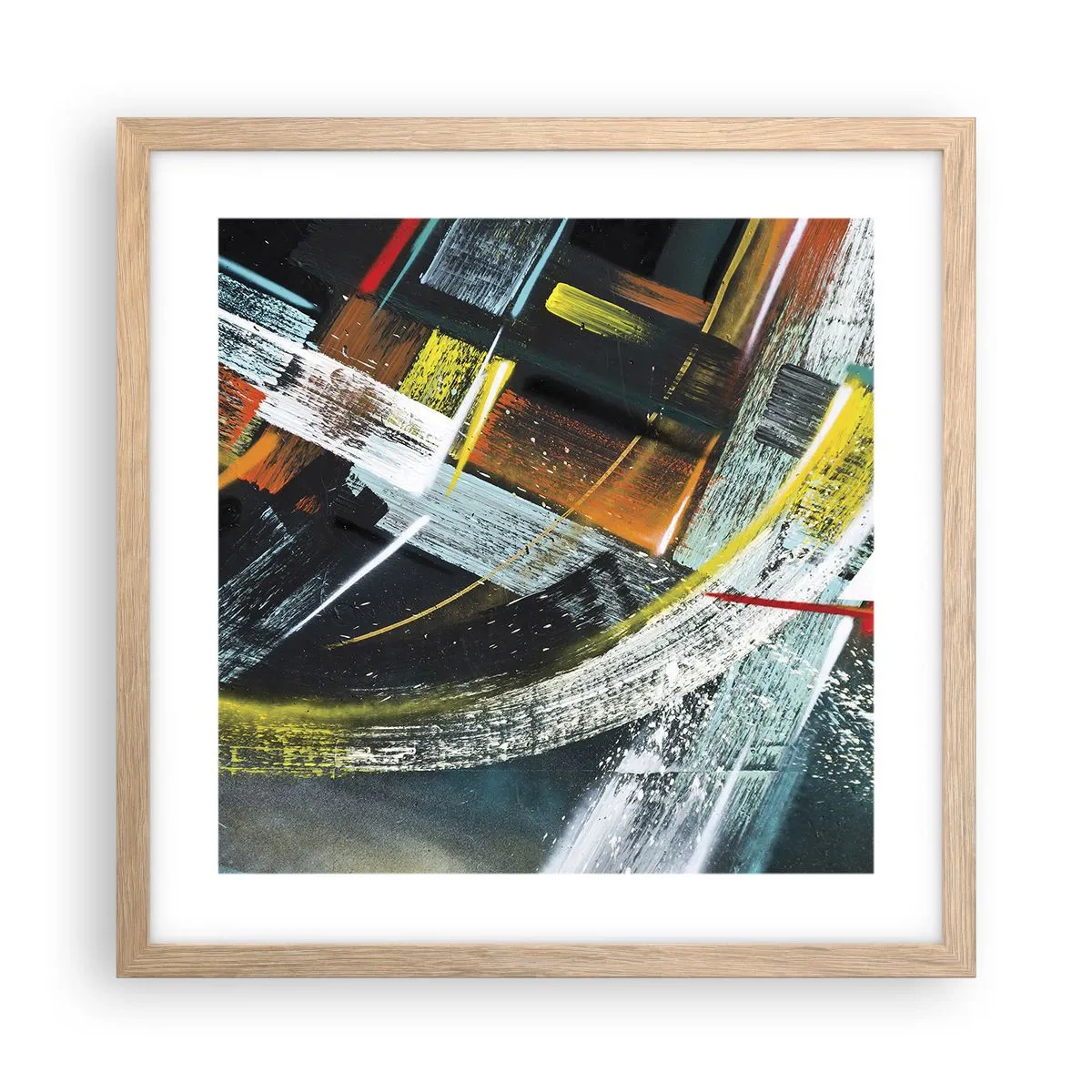 Affisch i ram av ljusek - Rörelsens energi - 40x40 cm