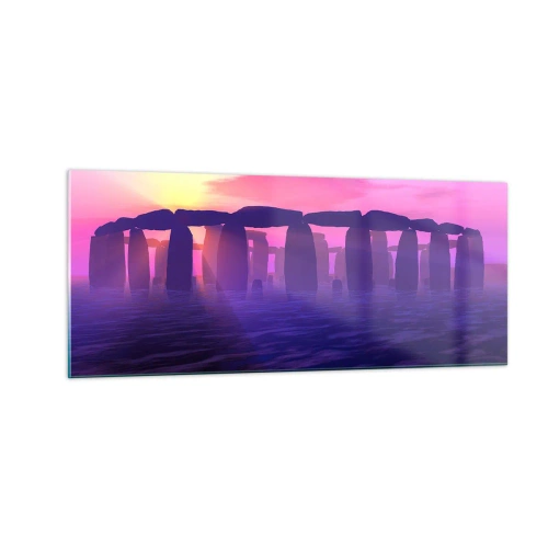 Glastavla - Bild på glas - Gryningens hemlighet i dimma - 100x40 cm