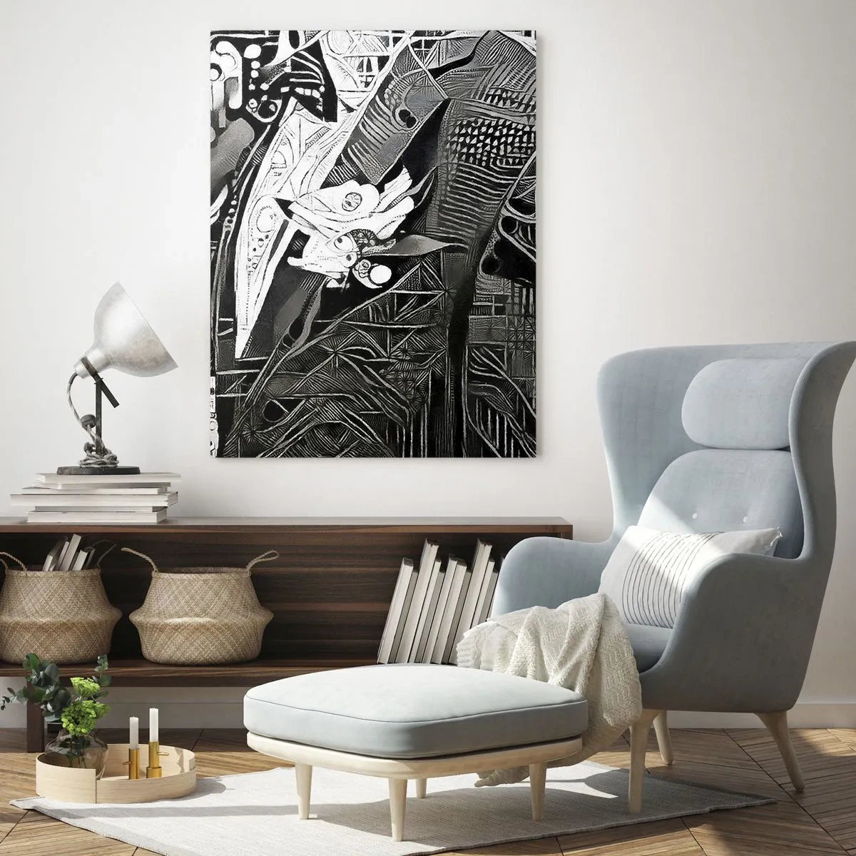 Glastavla - Bild på glas - Gråmänniska? - 50x70 cm