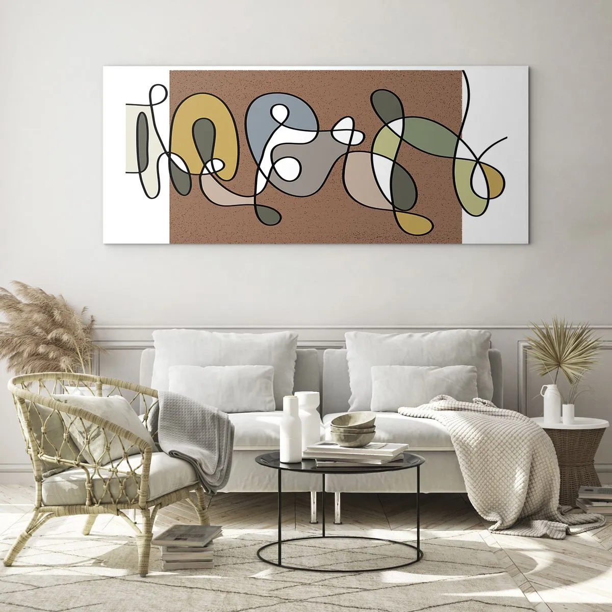 Glastavla - Bild på glas - En abstraktion värd att le åt - 100x40 cm