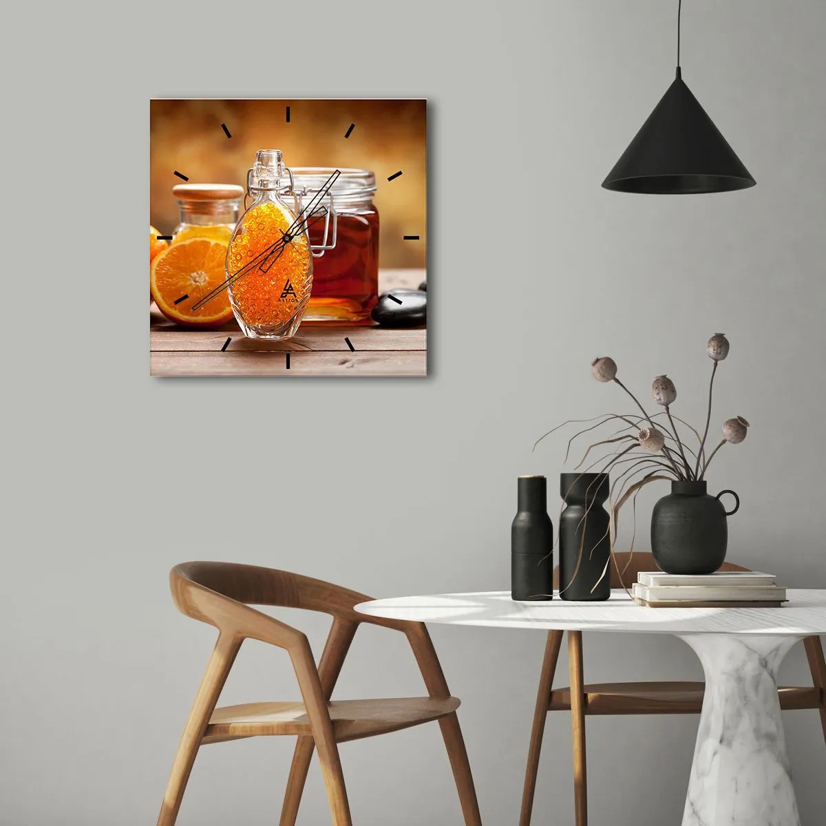 Väggklocka - Klocka på glas - Soliga smaker och aromer - 40x40 cm