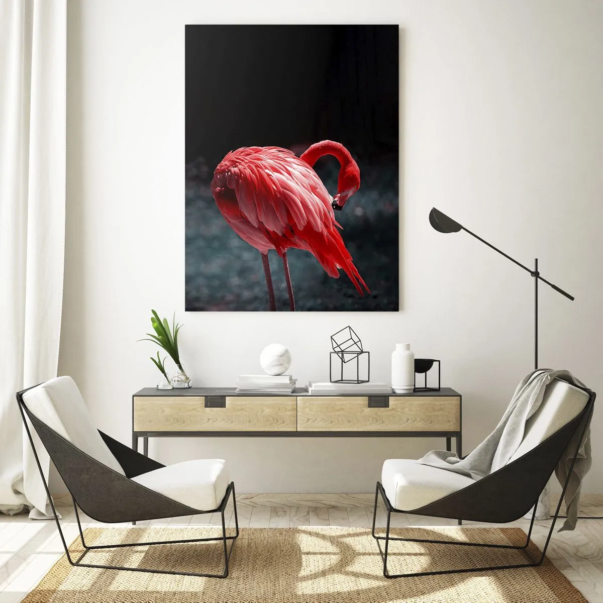 Glastavla - Bild på glas - Djuprött naturpoem - 50x70 cm