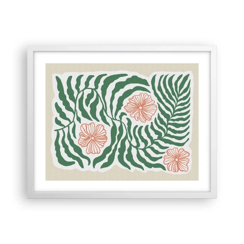 Affisch i vit ram - Blommande i grönt - 50x40 cm
