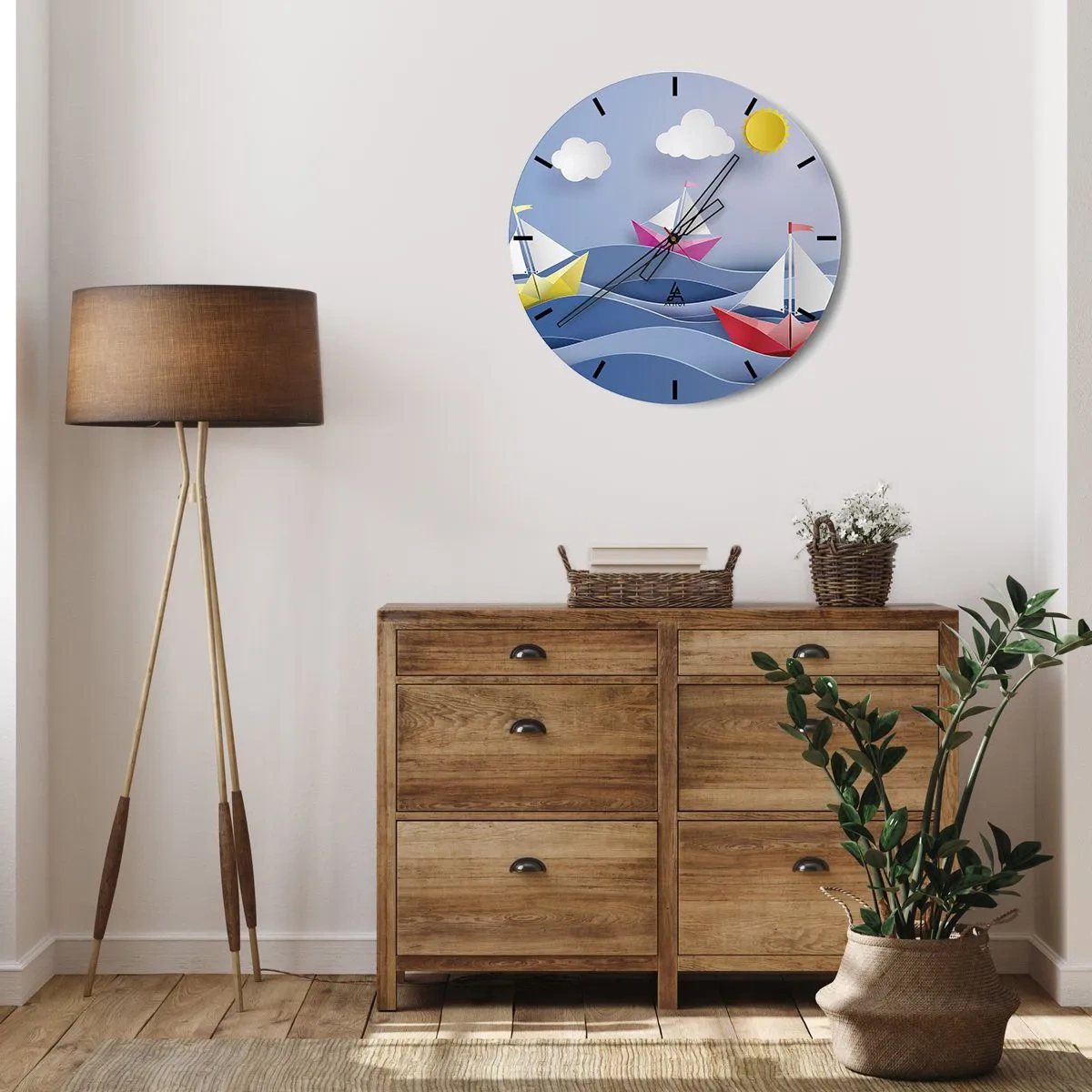 Väggklocka - Klocka på glas - Det är så skönt att gunga bland vågorna - 40x40 cm