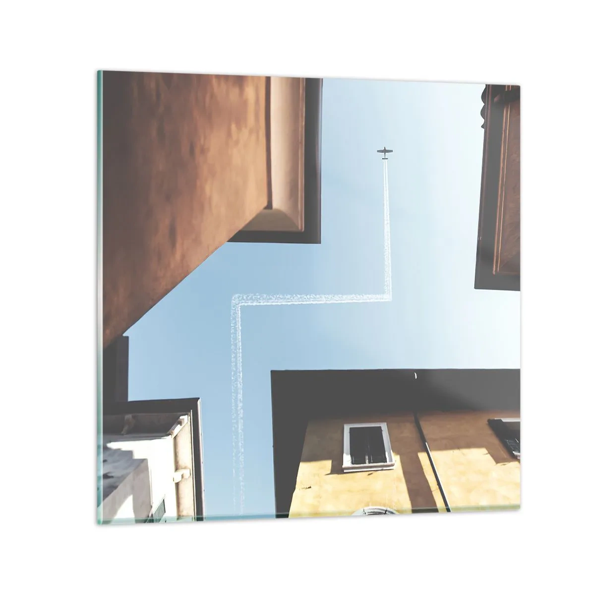 Glastavla - Bild på glas - Ovanför stadens labyrint - 40x40 cm