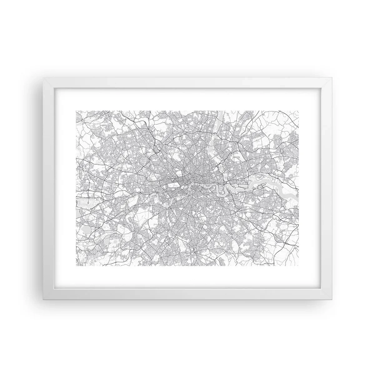 Affisch i vit ram - Karta över London-labyrinten - 40x30 cm