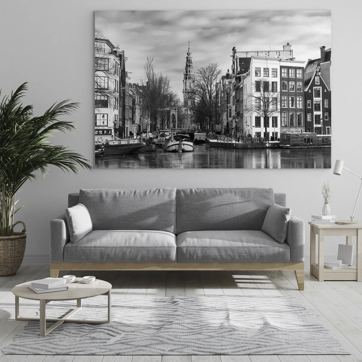 Glastavla - Bild på glas - Amsterdam stämning - 120x80 cm