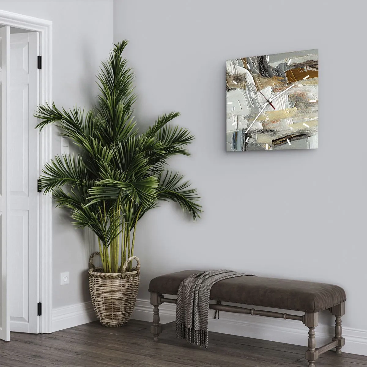 Väggklocka - Klocka på glas - Färgstarka lager på lager - 30x30 cm