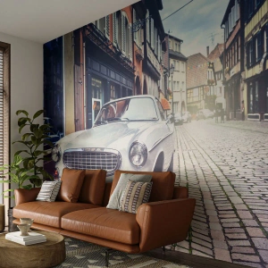 Fototapet Premium Sand - Det förflutna är idag - Veteranbil, Stad, Frankrike - 200x140 cm