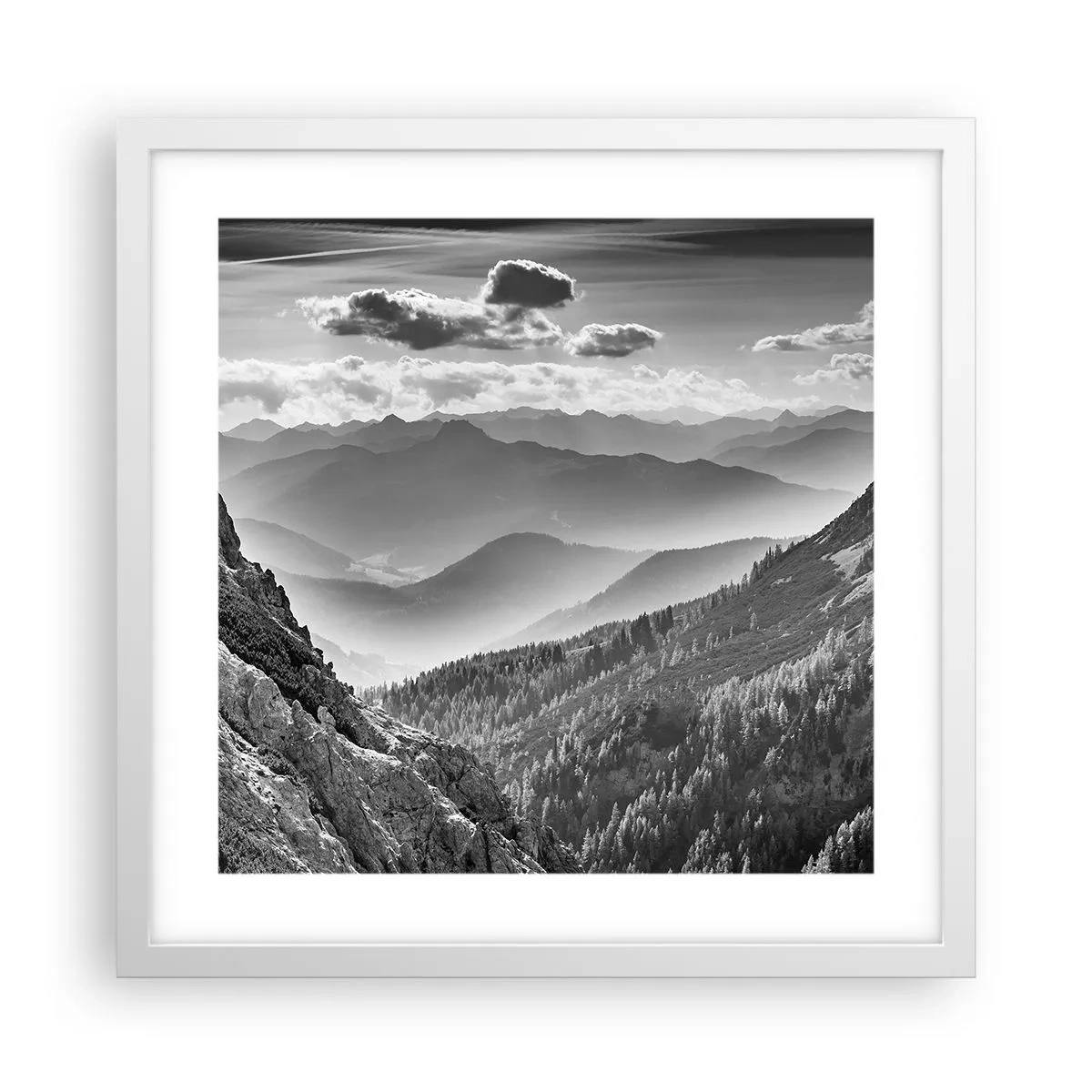 Affisch i vit ram - Ända fram till horisonten - 40x40 cm