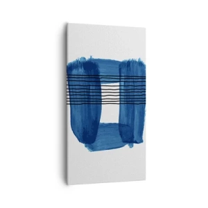 Canvastavla - Bild på duk - Svart-blå komposition - 55x100 cm