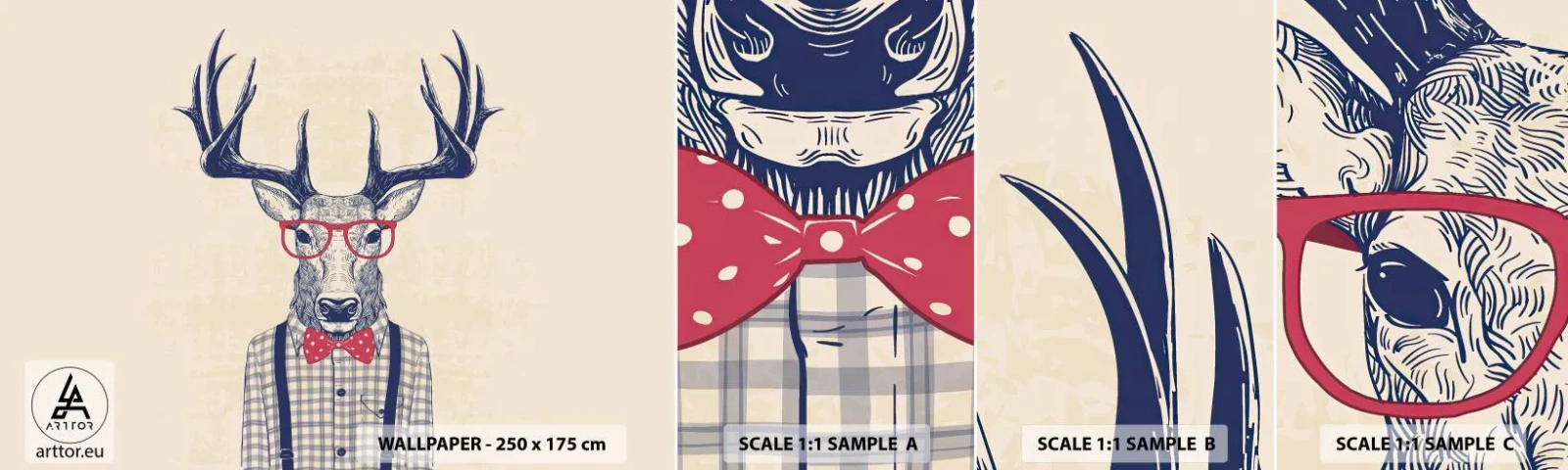 Fototapet Prov Standard Eco - Rolig extravagans - Abstraktion, Rådjur, Hipster - 100x30 cm