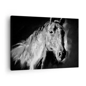 Canvastavla - Bild på duk - Porträtt av en häst i dynamisk svartvit stil - 70x50cm - Ädelskälens glitter - Modern väggdekoration för vardagsrum och sovrum ARTTOR