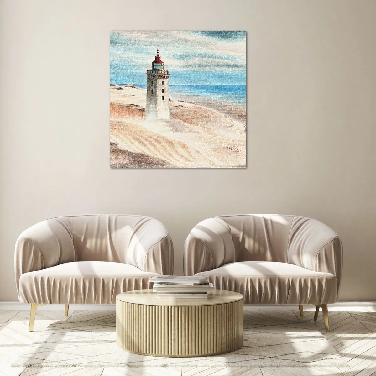 Glastavla - Bild på glas - Tittar alltid i havet - 50x50 cm