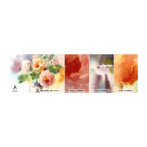 Fototapet Prov Standard Eco - Delikat som en akvarell - Blommor, Rosor, Bukett - 100x30 cm