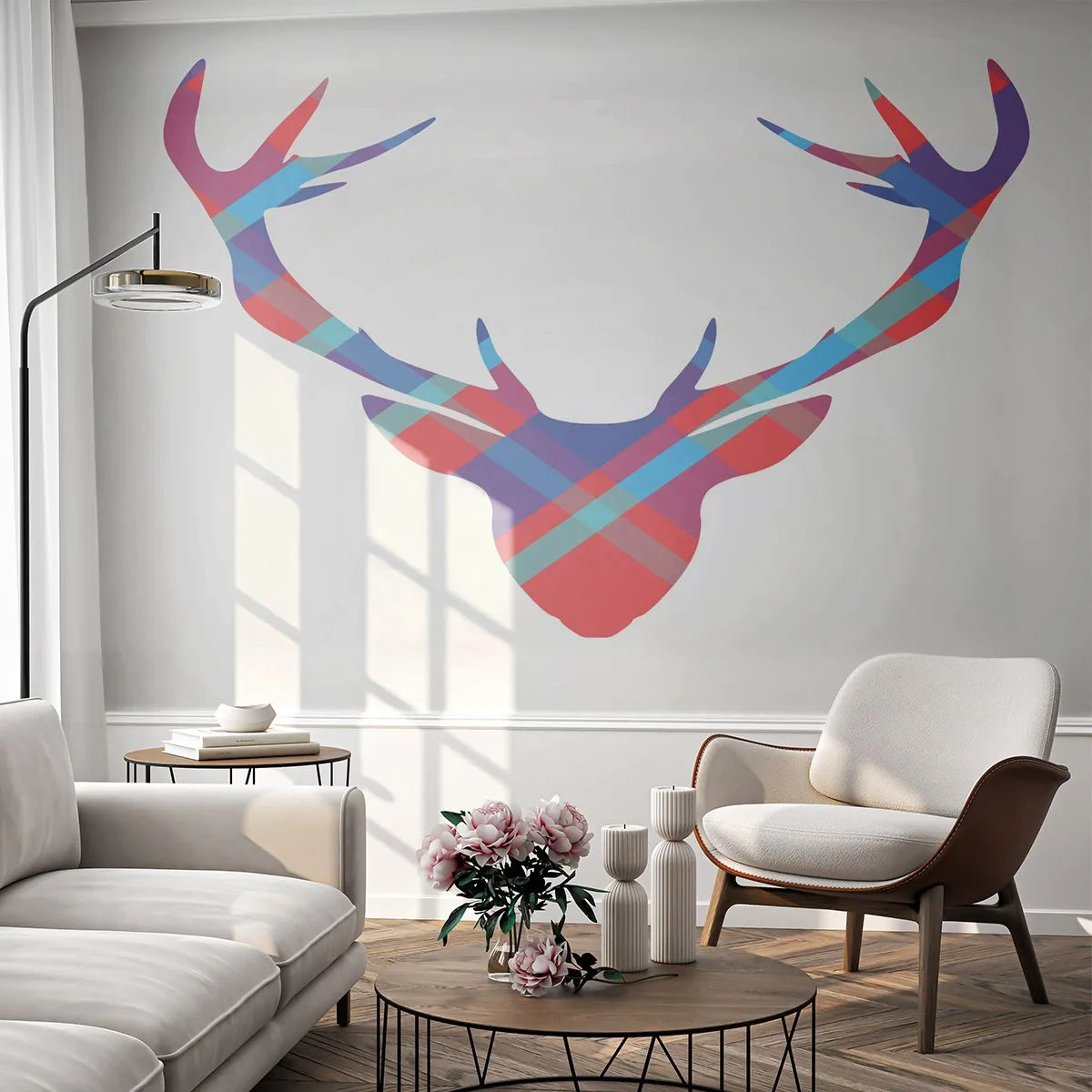 Självhäftande Fototapet Deluxe Sticker - Skotsk hjort - Abstraktion, Rådjur, Horn - 250x175 cm
