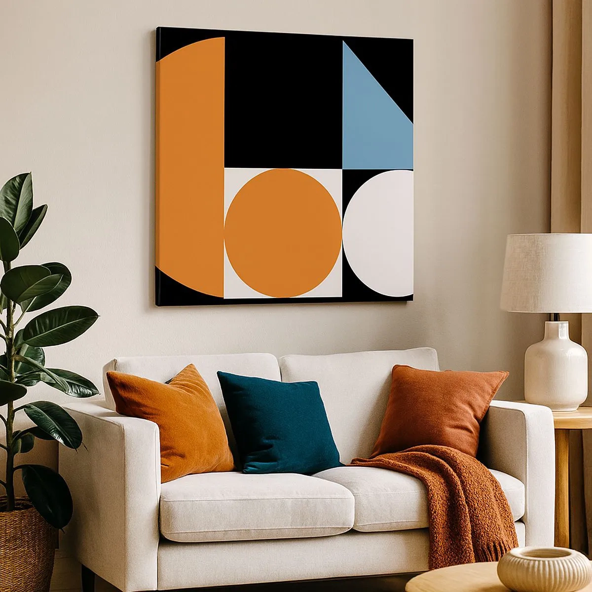 Canvastavla - Bild på duk - Geometriska figurer - 30x30 cm