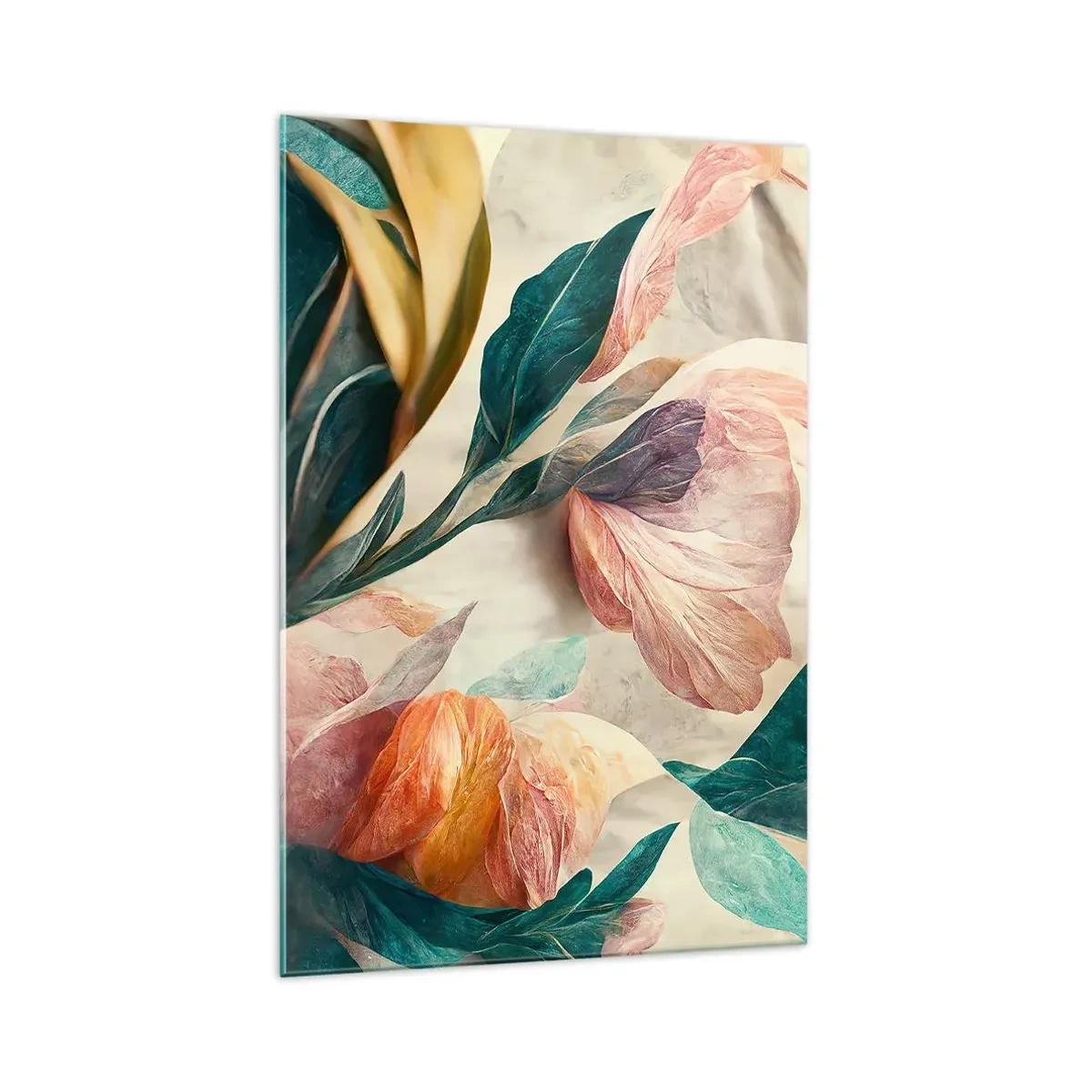 Glastavla - Bild på glas - Blommor av de södra öarna - 70x100 cm