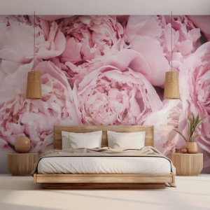 Fototapet Premium Sand - Hopklämda och doftande - Pion, Blommor, Blombukett - 100x70 cm