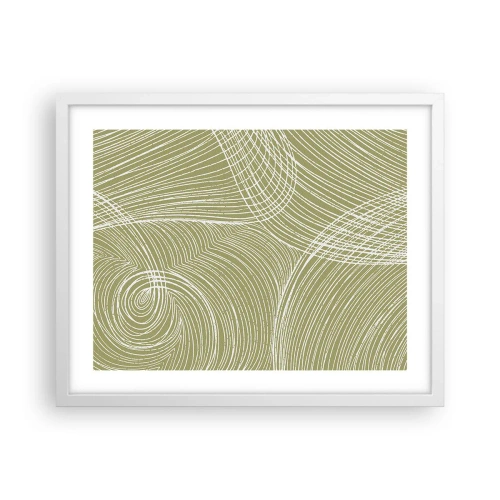 Affisch i vit ram - Intrikat abstraktion i vitt - 50x40 cm