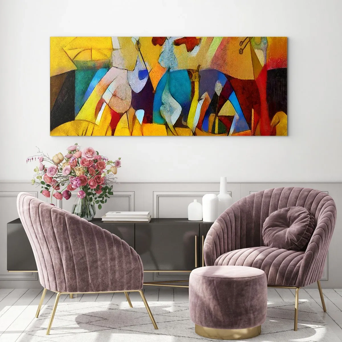 Glastavla - Bild på glas - Sol - liv -glädje - 100x40 cm