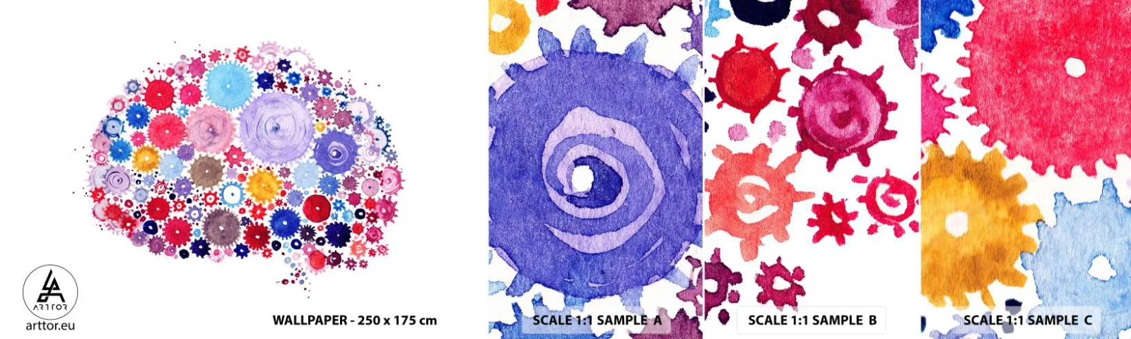 Provbit av självhäftande fototapet Deluxe Sticker - Naturens mest perfekta maskin - Abstraktion, Hjärna, Grafik - 100x30 cm