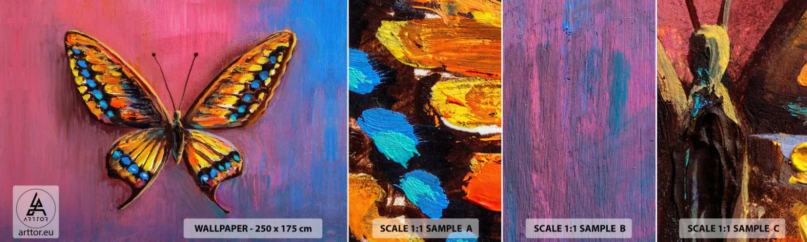 Fototapet Prov Standard Eco - Naturens klenoder - Fjäril, Bit, Målning - 100x30 cm