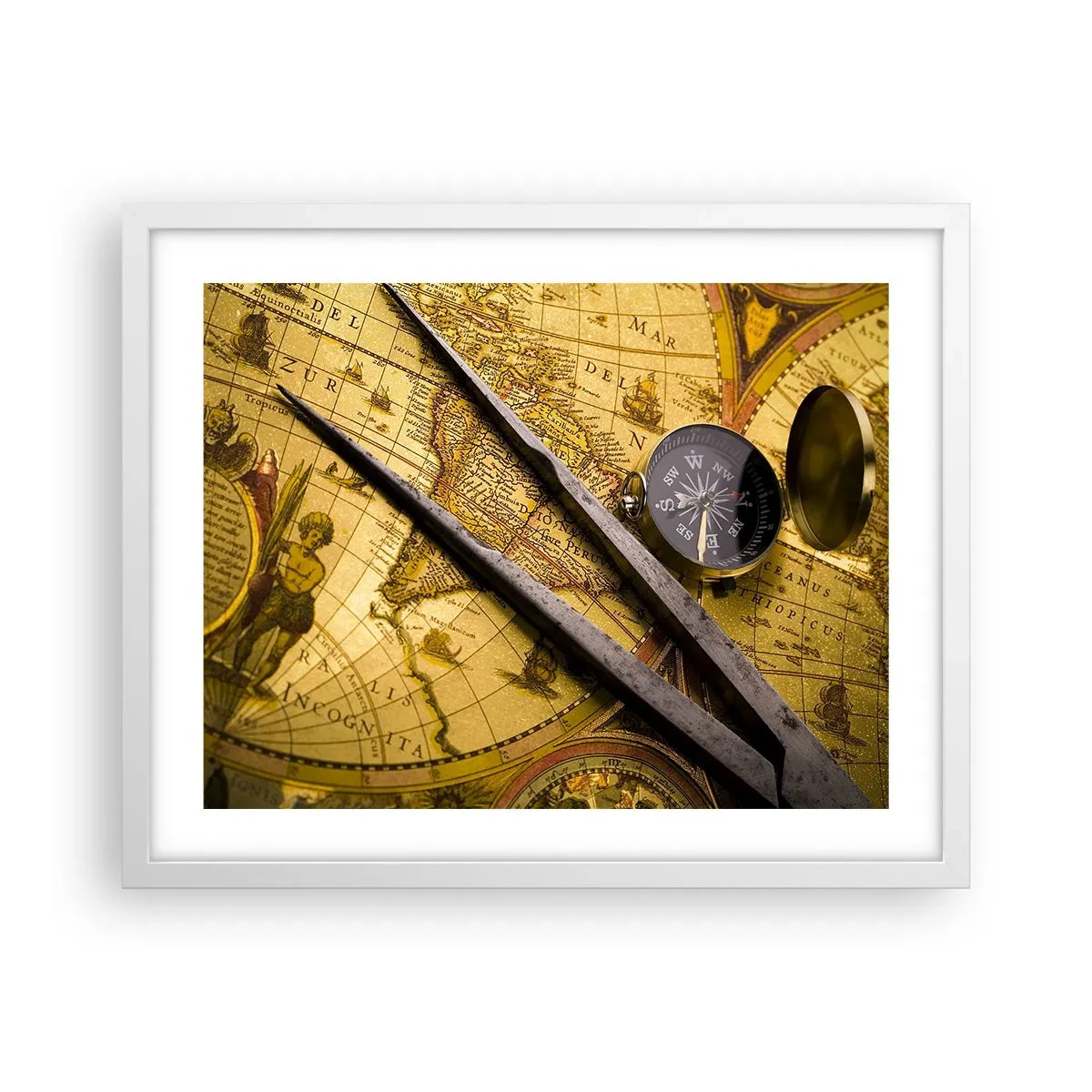 Affisch i vit ram - Var är skatterna? - 50x40 cm