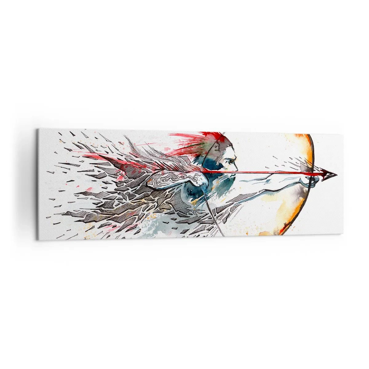 Canvastavla - Bild på duk - Mytomspunnen kämpe med brinnande båge - 160x50 cm
