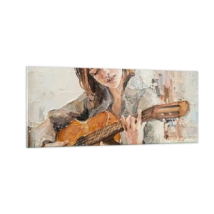 Glastavla - Bild på glas - Konsert för gitarr och en flickas hjärta - 100x40 cm