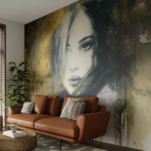 Fototapet Premium Canvas - Mera oskyldig eller sensuell? - Porträtt av en kvinna, Kvinnans ansikte, Grafik - 300x210 cm