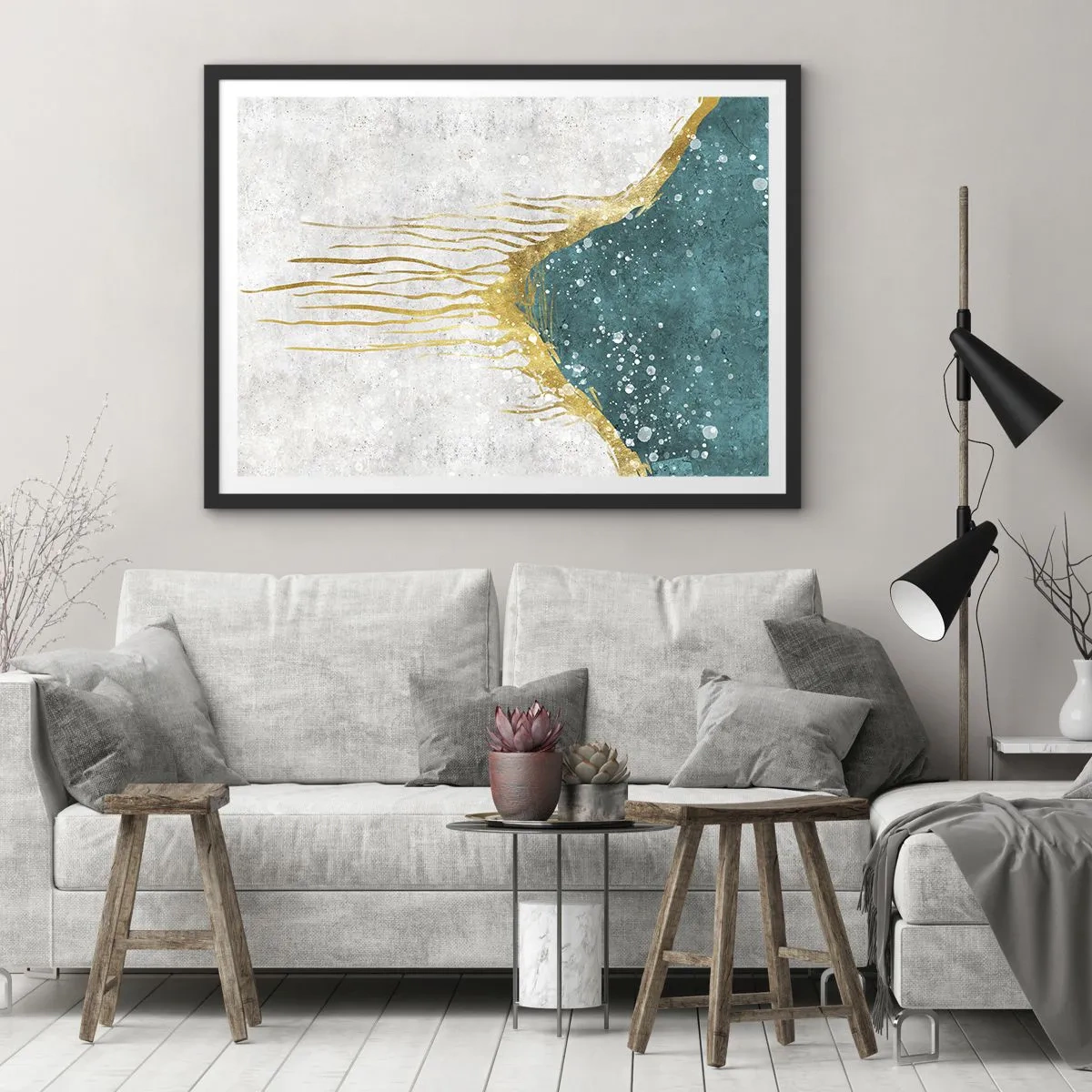 Affisch i svart ram - Gyllene tidvatten - 70x50 cm