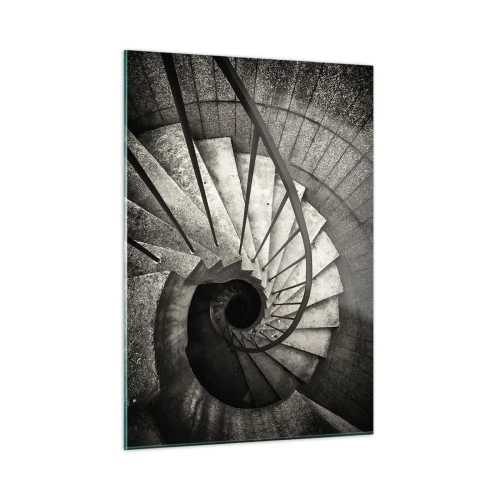 Glastavla - Bild på glas - Uppför trappan, nedför trappan - 50x70 cm