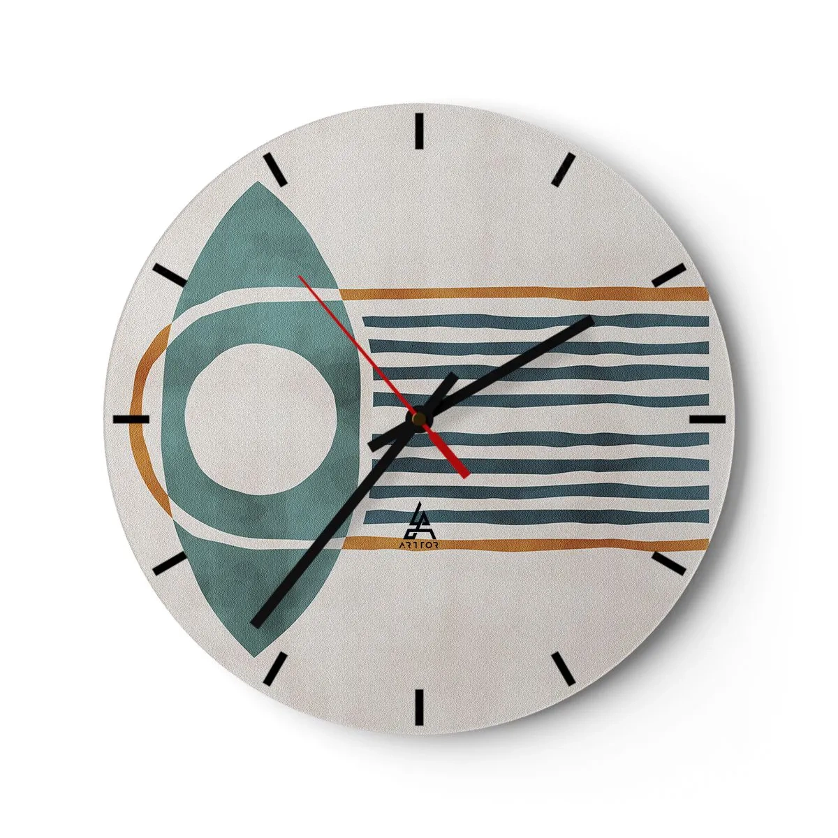 Väggklocka - Klocka på glas - Geometriskt etniskt motiv med linjer och cirklar - 30x30cm - Tecken och ritualer - Modern väggdekoration för vardagsrum, kök och sovrum ARTTOR