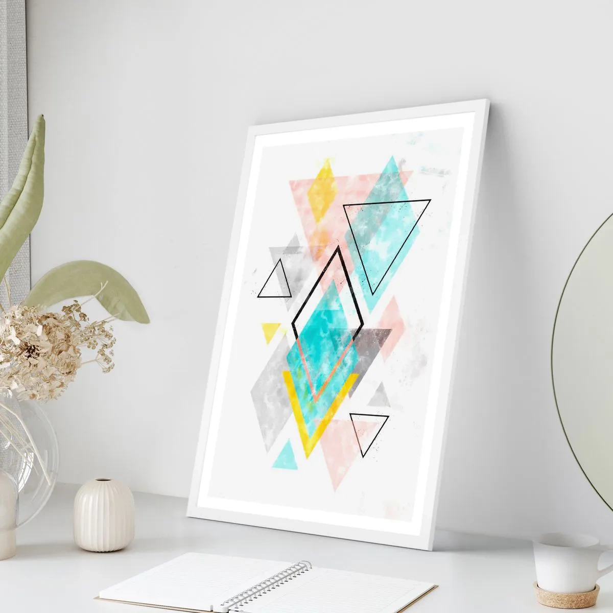 Affisch i vit ram - Geometriskt spel - 30x40 cm