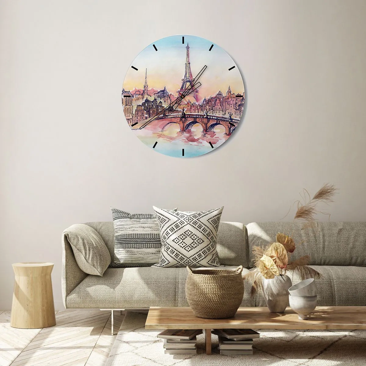 Väggklocka - Klocka på glas - Den enda staden av denna art i världen - 30x30 cm