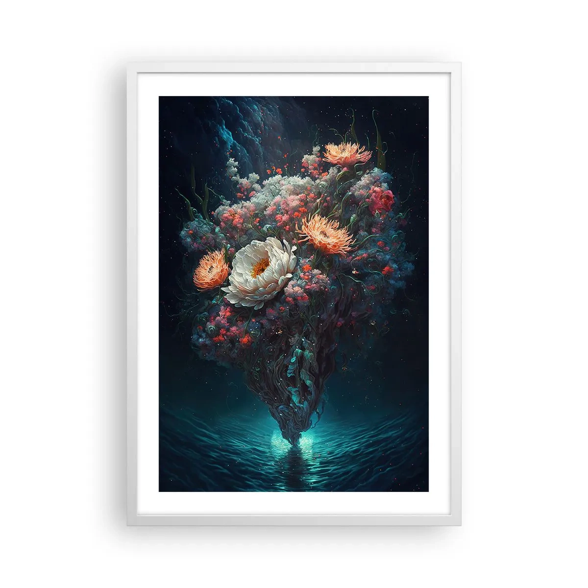 Affisch i vit ram - Märklig trädgård - 50x70 cm