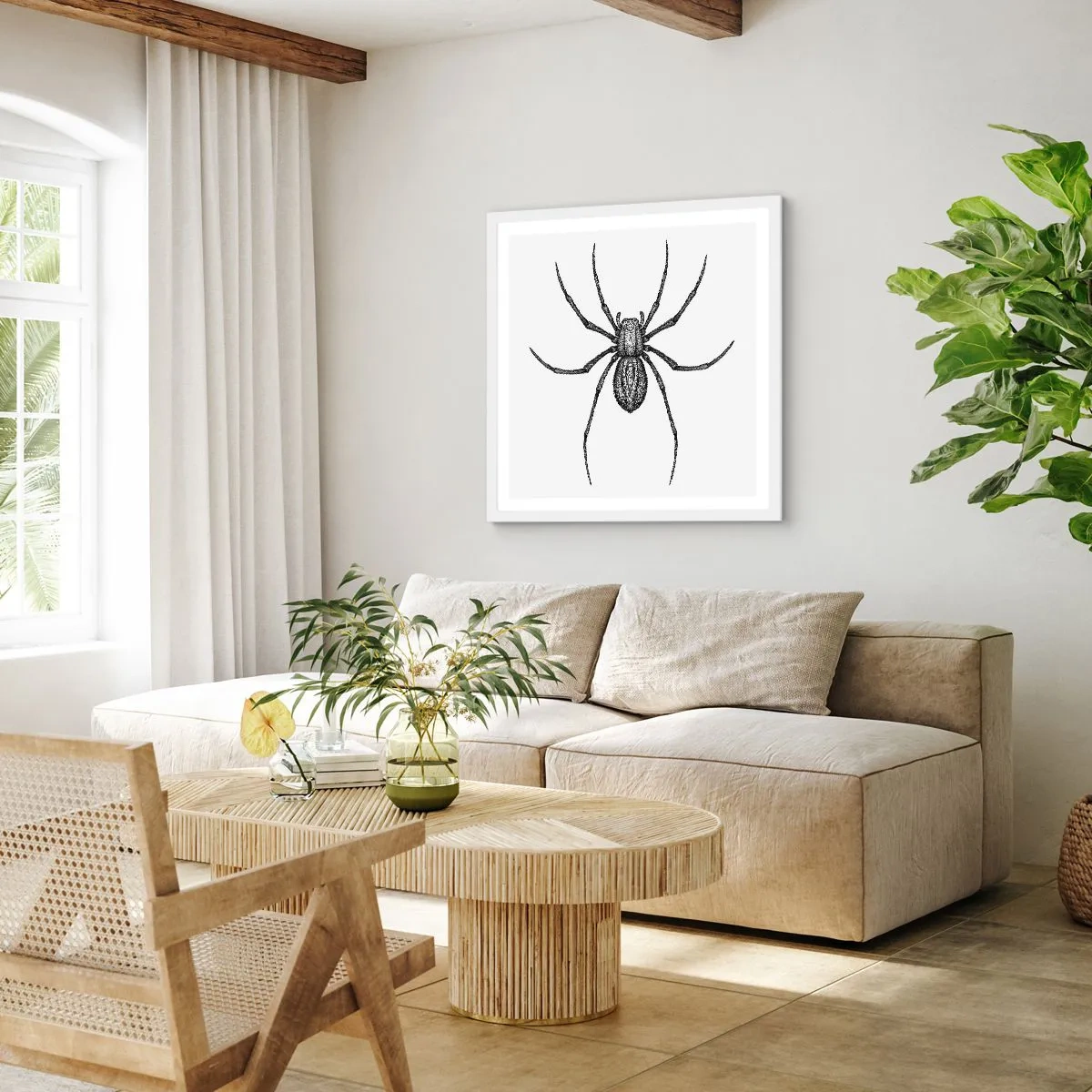 Affisch i vit ram - Oroväckande precision - 60x60 cm