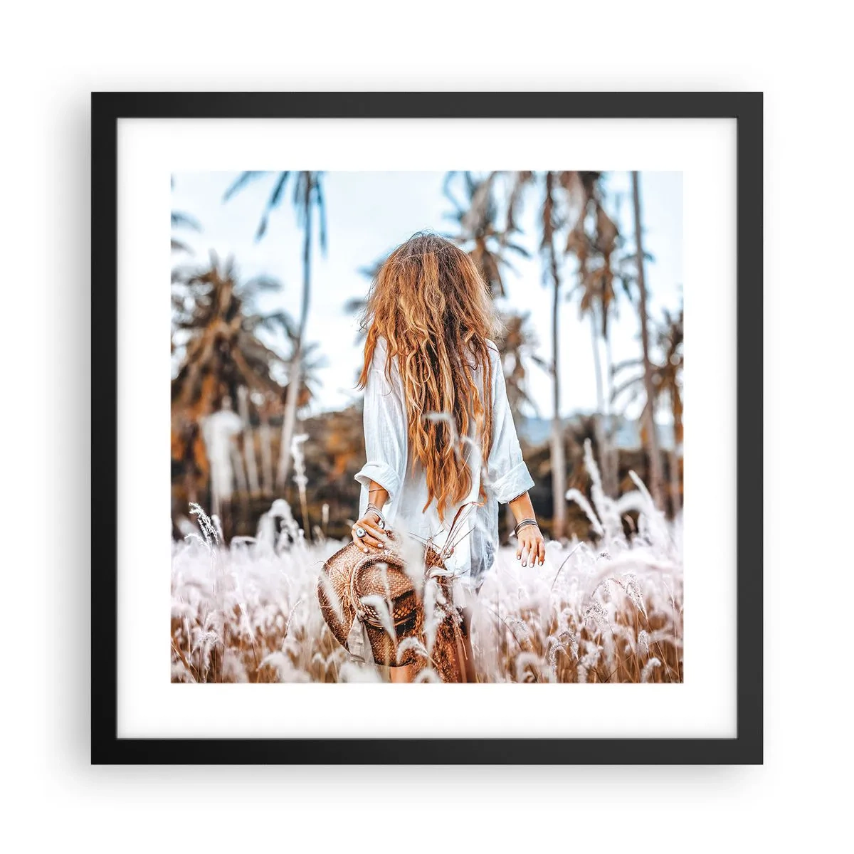 Affisch i svart ram - Född ur gräsdun - 40x40 cm