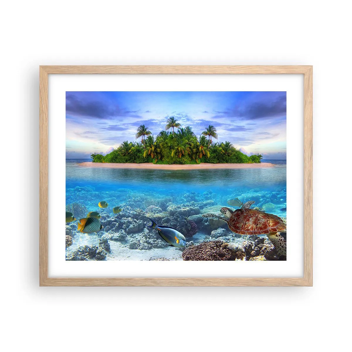 Affisch i ram av ljusek - Himmelska ön hälsar välkommen - 50x40 cm