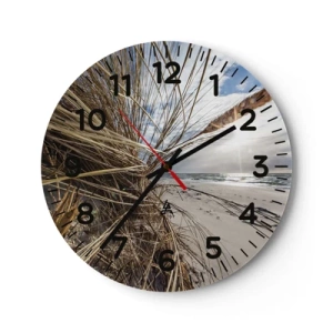 Väggklocka - Klocka på glas - Elementens möte - 40x40 cm