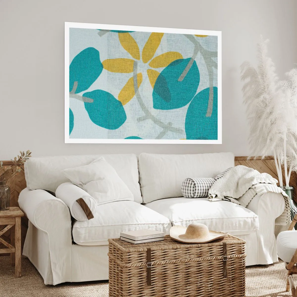 Affisch - Bland azurblå blad - 100x70 cm