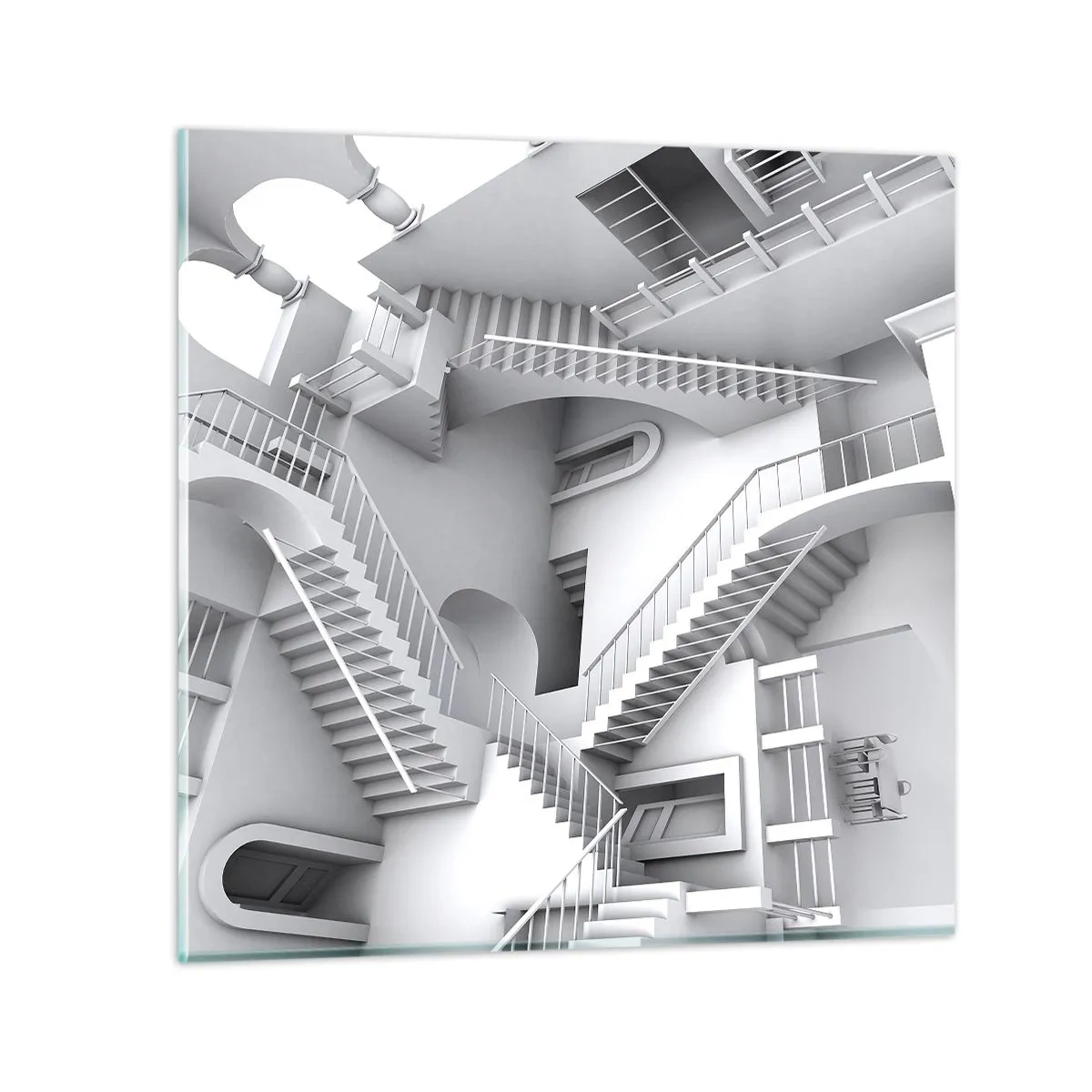 Glastavla - Bild på glas - Rummets paradoxer - 50x50 cm