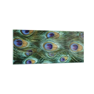 Glastavla - Bild på glas - Påfågels blick - 120x50 cm