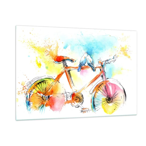 Glastavla - Bild på glas - Två på cykel - 120x80 cm
