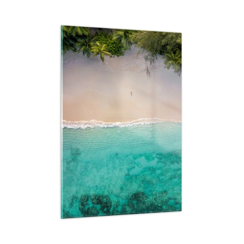 Glastavla - Bild på glas - En strand i paradiset - 50x70 cm