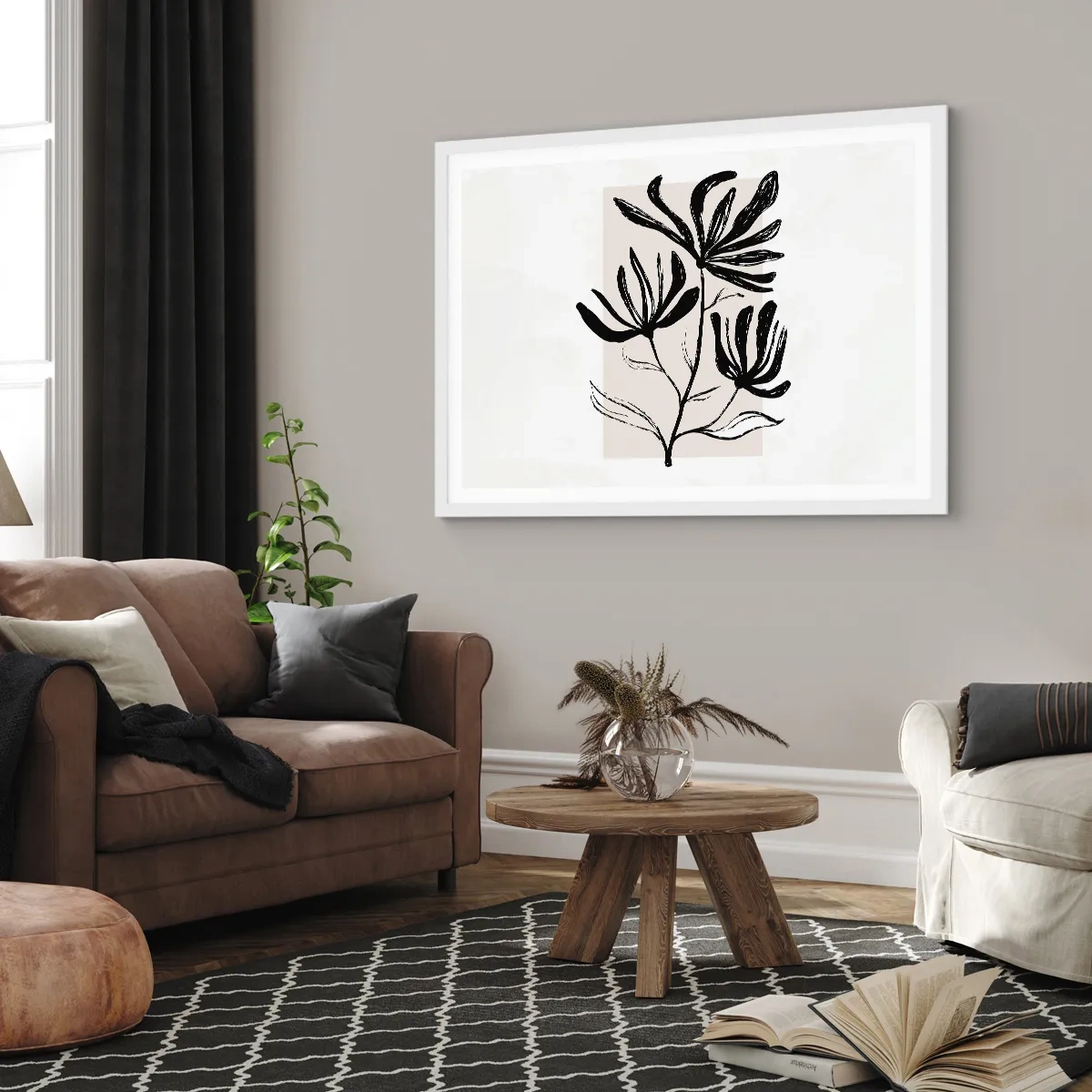 Affisch i vit ram - Skiss för ett herbarium - 70x50 cm